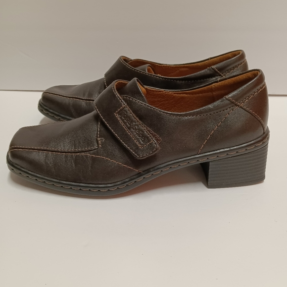 JOSEF SEIBEL Leather Monk Strap w/ Hook & Loop Square Toe Chunky Heel - Picture 5 of 13